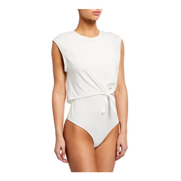 Crewneck Sleeveless Wrap Bodysuit - Picture 2 of 4